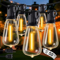 Patio String Lights Plug in 50FT LED Outdoor String Lights with IP65 Waterproof 27 Bulbs, Connectable Dimmable Edison ST38 Outside Lights for Garden, Yard, Porch, Backyard, Deck, Home Decor