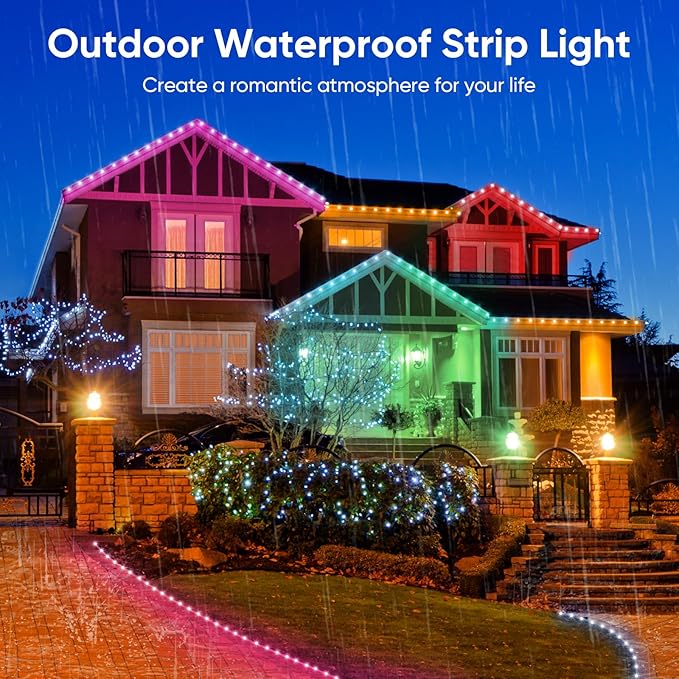 Outdoor LED Strip Lights Waterproof, 100FT (2 Rolls of 50ft) RGB IP67 Led Lights with App and Remote Control, Color Changing Led Rope Lights for Garden, Pool, Patio, Balcony Decor