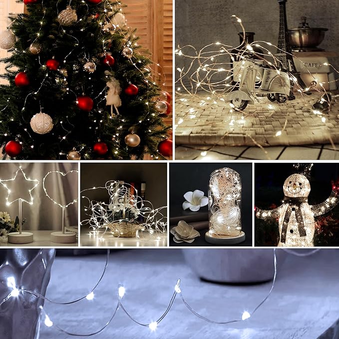 ZGWJ Fairy Lights Battery Operated, 24 Pack White Twinkle String Lights 20 LED 7FT Mason Jar Lighting Waterproof for Bedroom, Halloween, Christmas, Party Indoor and Outdoor Decoration