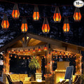 Solar String Lights for Outside, 21Ft Solar Gazebo Lights with 10 Flickering Flame Light Bulbs, Waterproof Red Solar Powered Outdoor Light for Garden Blackyard Patio porch Bistro Cafe Halloween Decor
