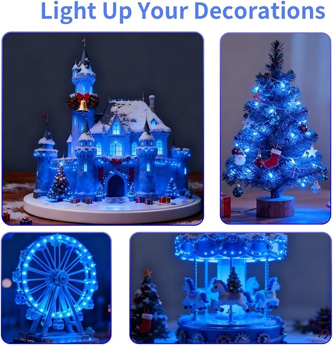 12 Pack Mini LED Lights, Blue Light Small LED Lights Battery Powered for Crafts, Tiny Miniature Spotlights, Wireless Dollhouse Lights for Displays, Party,Wedding,Halloween Decorations