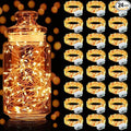 Aogist 24 Pack Fairy Lights 3 Modes 7ft 20 LED Waterproof,Battery Operated Silver Wire Firefly Starry Moon Mini String Lights for Mason Jars Christmas DIY Crafts Wedding Party Bedroom,Orange