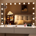 Hasipu Vanity Mirror with Lights 35" x 24", Makeup Mirror with Lights and Magnification, Hollywood Mirror with 3 Color Modes, LED Make up Mirror, Light up Mirror with USB & Type-C Charging