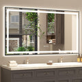 OKPAL 72x40 Framed LED Bathroom Mirror with Lights, Large Lighted Vanity Mirrors for Bathroom Wall, Dimmable, Anti-Fog, Shatter-Proof, Memory, ETL Listed (Front Light + Backlit)