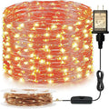 RUICHEN Plug in Fairy String Lights with Switch, Waterproof 66 Ft 200 LED Copper Wire Firefly Lights for Christmas, Parties, Wedding, Ceiling, Craft, Vases, Orange