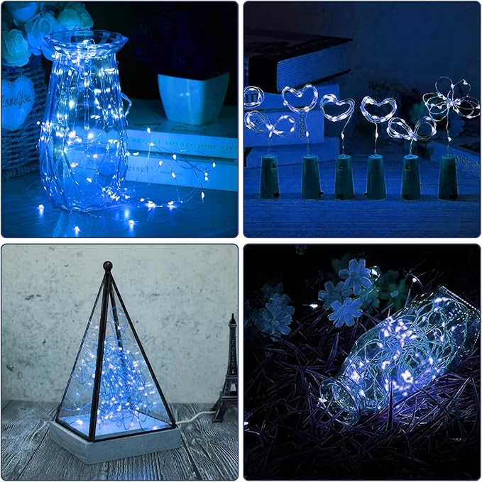 Bexdir 12 Pack Fairy Lights Battery Operated String Lights，7FT 20LED Waterproof Silver Wire Christmas Lights Outdoor,Firefly Mini Lights for Bedroom Party Birthday Wedding Home Decor