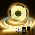 24V Dimmable COB LED Light Strip, 16.4FT Warm White 3000K, High Brightness led Strip Lights, with RF Remote Control and UL Power Supply, Suitable for Bedroom, Kitchen, and DIY Home Decoration