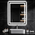 Antok 24"x 32" LED Bathroom Mirror with Lights, Anti-Fog, Dimmable, Lighted Vanity Mirror with Tempered Glass, Memory Function, 3 Light Modes, Safe Use, Horizontal, Vertical, Wall Mount