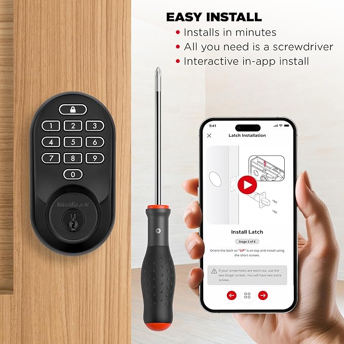 Kwikset Halo Wi-Fi Smart Lock, Keyless Entry Door Deadbolt, Geofence Auto-Unlock, Grade AAA Certified, No Hub Required Easy Install, Matte Black Lifetime Finish Warranty, Backlit Keypad