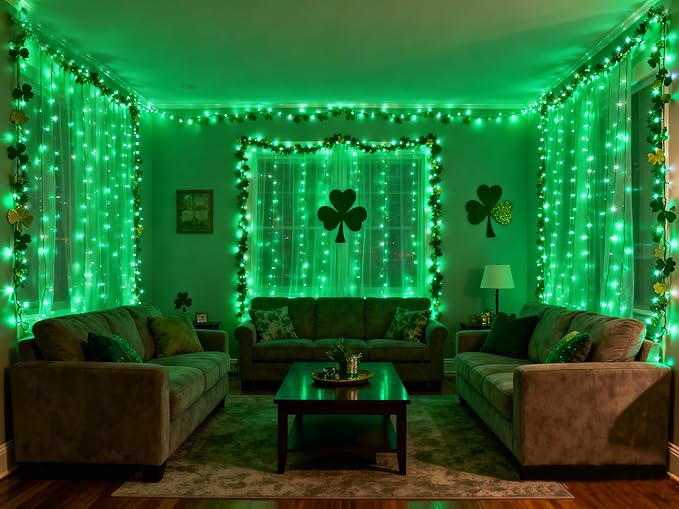 Green Led Lights Strip ST. Patrick's Day Decorations Indoor Rope Lights Easy DIY Cuttable Strip Lights for Room Bathroom Living Room Kitchen Ceiling Wall Vanity Mirror Decor