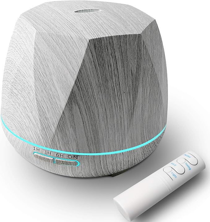 Aromatherapy Essential Oil Diffuser 550ml Ultrasonic Diffusers Cool Mist Air Humidifier with Remote Control 7 Colors LED Lights and Waterless Auto Shut-Off Timer for Home Bedroom Room Office