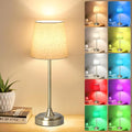 Cordless Table Lamp Rechargeable,5000mAh Battery Operated Desk Lamp,3 Colors & 7 RGB Stepless Dimmable,Touch Ambient Light for Bedside,Bedroom,Dining Room,Living Room,Bronze,FlaxenShade