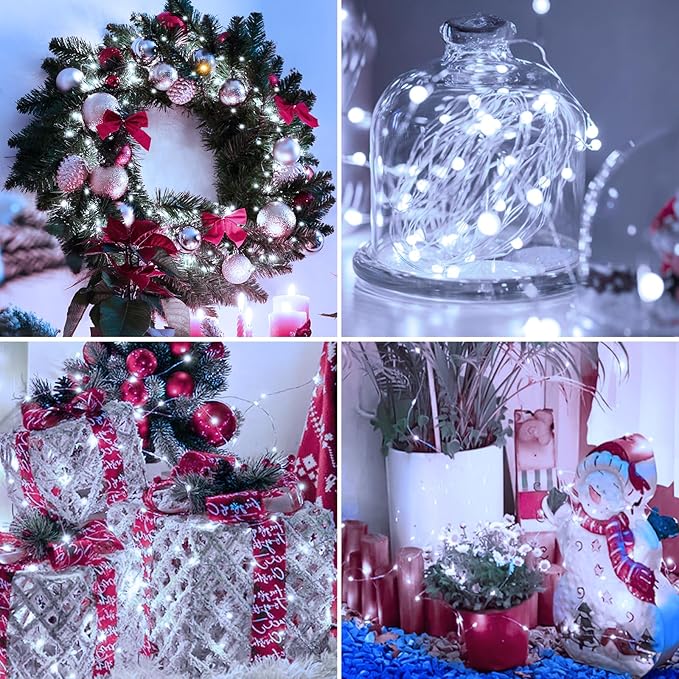 12 Pack Fairy Lights Battery Operated - 7ft 20 Led Twinkle Lights 3 Modes, Bulk Mini String Lights Waterproof for Mason Jars Vases DIY Party Wedding Decoration Christmas -Cool White