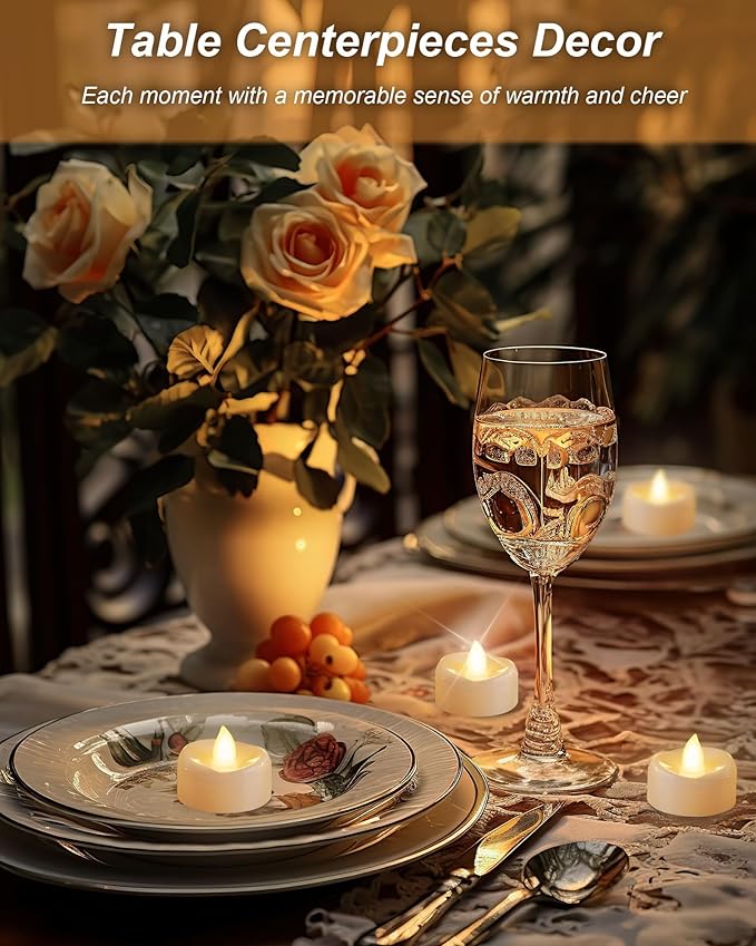 BEICHI Flameless Candles, 12/24/50/100/150 Pack Tea Lights Battery Operated, No Flickering Votive Candles LED Tea Lights for Halloween Christmas Wedding Home (24 Pack, Warm White)