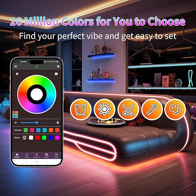 390FT LED Lights for Bedroom, RGB LED Strip Lights Music Sync Color Changing Effects, DIY Cuttable Led Light Strip with Remote and App Control Led Lights for Room Decor (4 Rolls of 97ft)