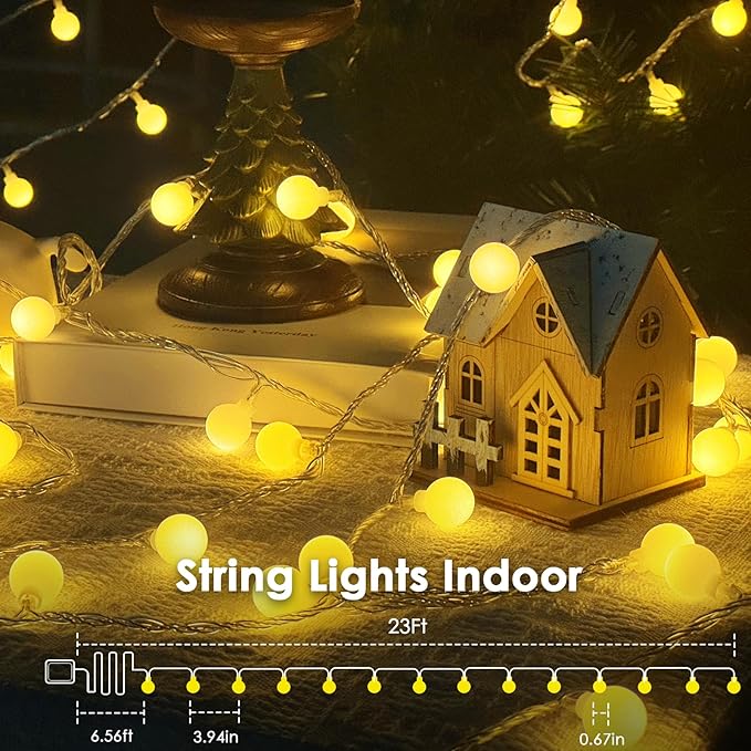 2 Pack Battery Operated String Lights Indoor Outdoor - 45FT 100 LED Fairy Lights with Remote, Waterproof Globe Light 8 Modes with Timer for Bedroom Classroom Dorm Girl's Room Decorations, Warm White