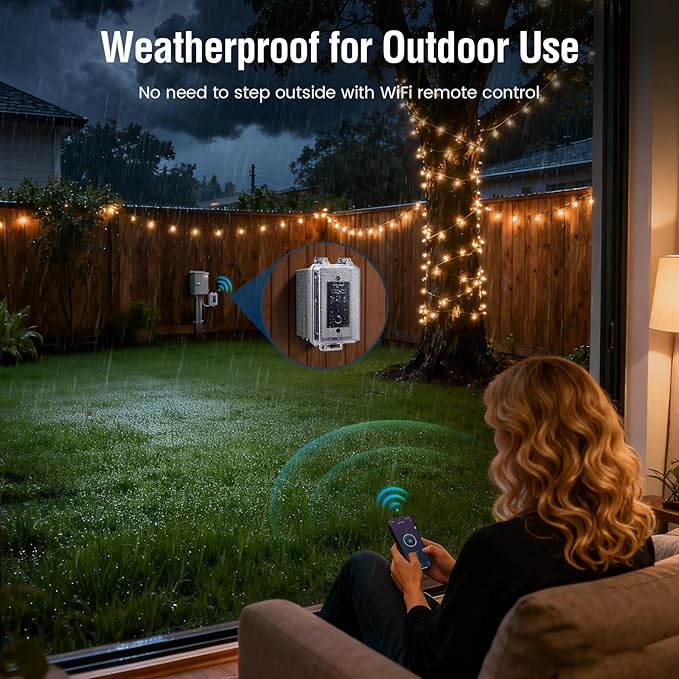 SURAIELEC 20A WiFi Smart Switch Timer, Heavy-Duty 120V 1HP Hardwired Outdoor Timer, App/Voice Remote On/Off Control, Programmable Schedules, Alexa Google Compatible, for Pool Pump Water Heater Lights