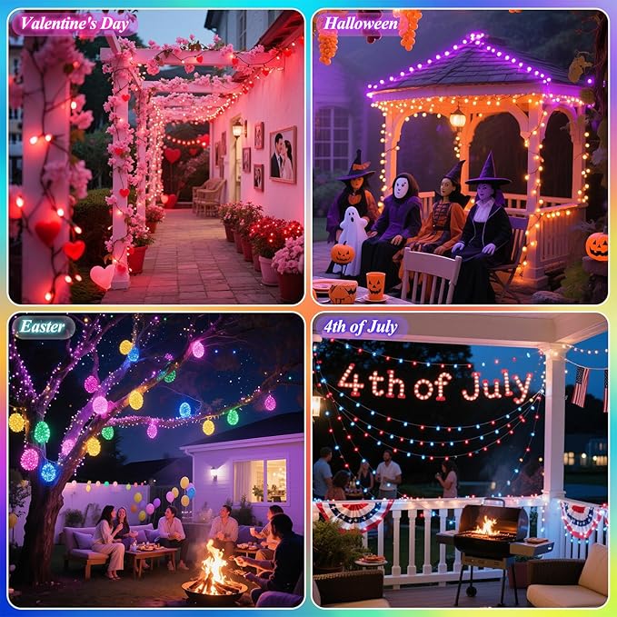 200 LED Christmas Lights Color Changing, 35 Colors 66FT 4th of July String Lights with Remote Timer, Connectable Waterproof Twinkle Lights Plug in for Xmas Tree Outdoor Holiday Wedding Party Decor
