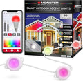 Monster Smart Permanent Outdoor Lights, 50ft, 36 LED Eaves Lights, RGB+IC+WW, Weather & Water Resistant, App & Voice Control, Compatible with Alexa and Google, for Halloween, Christmas & Year-Round