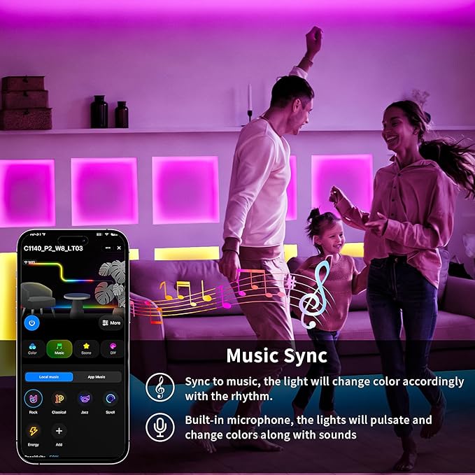 KSIPZE LED Lights, RGB LED Lights for Bedroom, Smart APP Control LED Strip Lights, Music Sync, DIY Multiple Colors, Flexible Color Changing LED Strip Lighting for Home Room Decor (99FT)