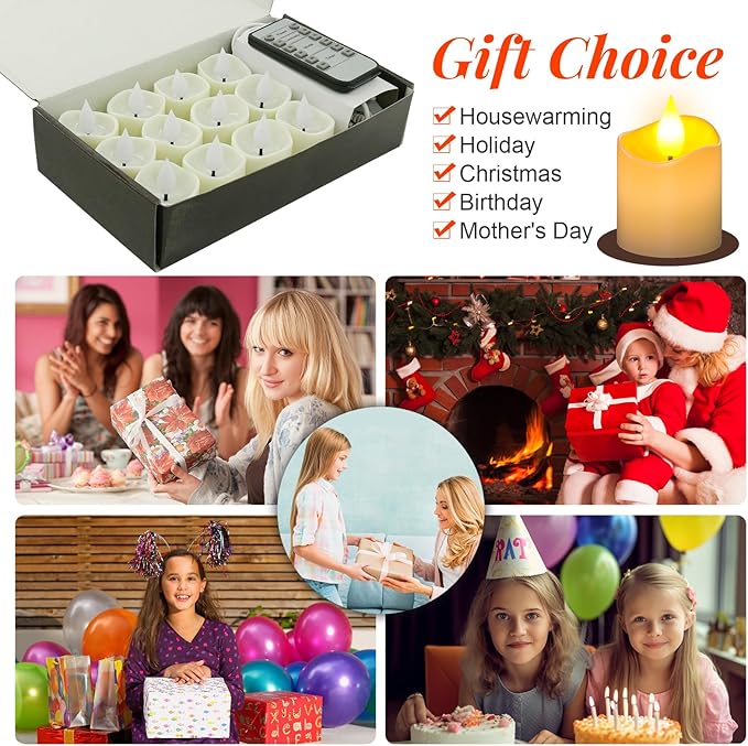 PChero Flameless Candles with Remote Timer, 6 Packs Rechargeable Tea Lights Flickering LED Votive Candles with USB Charging Cable for Christmas Halloween Fall Home Room Decor