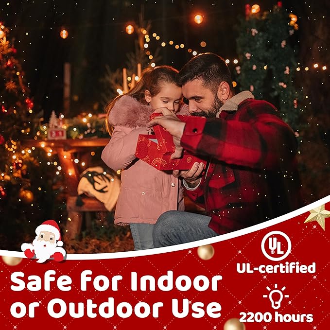 10FT LED Outdoor String Lights - Waterproof Patio Lights Shatterproof G40 Edison Globe Bulb, Connectable Hanging Outdoor String Lighting for Indoor Backyard Yard Gazebo Porch Party Decor - SOLROS
