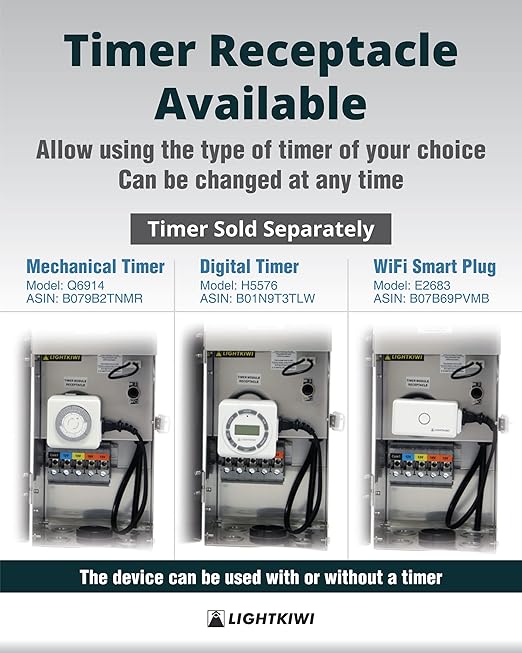 Lightkiwi 300W Landscape Lighting Transformer - Adjustable 12-15V Multi-Tap Weatherproof Outdoor - ETL Listed for Low Voltage Systems