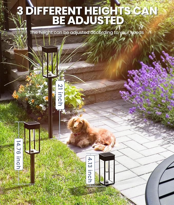 Solar Pathway Lights Outdoor, 4 Pack Garden Lights IP65 Waterproof, Bright Solar Powered for Outside Yard Path Lawn Walkway Driveway Lighting Landscape Decor (Warm White)