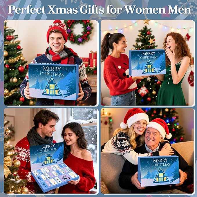 MOVINPE Essential Oils Advent Calendar for Women Adults, 24 Days of Aromatherapy Gift Set with Diffuser Stone & Glass Tealight Holders Dropper, Christmas Countdown Gifts for Moms, Wife, Girlfriend, Sister