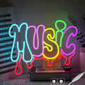 Dripping Music Neon Sign for Wall Decor, Colorful Letter Neon Light, Dimmable Live Music LED Light Up Sign for Bedroom,Game Room, Beer, Bedroom,Party,Club