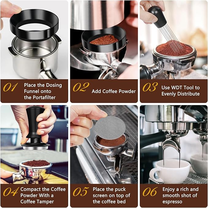 Y-Step 58mm Espresso Accessories Kit 25 PCS, Espresso Tamper Kit Coffee Tamper Set, 58mm Espresso Tamper with Spring Loaded Calibrated, Espresso Puck Screen, Dosing Funnel, WDT Tool, Latte Art Kit