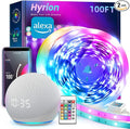 hyrion Smart LED Strip Lights 100ft WiFi, RGB Color Changing Lights Work with Alexa and Google Assistant, 16 Million Colors with App Control and Voice Control Led Lights for Bedroom, Room Decor