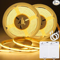 OMIKA COB Motion Sensor LED Strip Light, 6.56ft 640LEDs 2700K Warm White Closet Lights, Rechargeable Stair Strip Lights for Bed, Pantry, Shelves, Cabinet, Locker,2 Pack