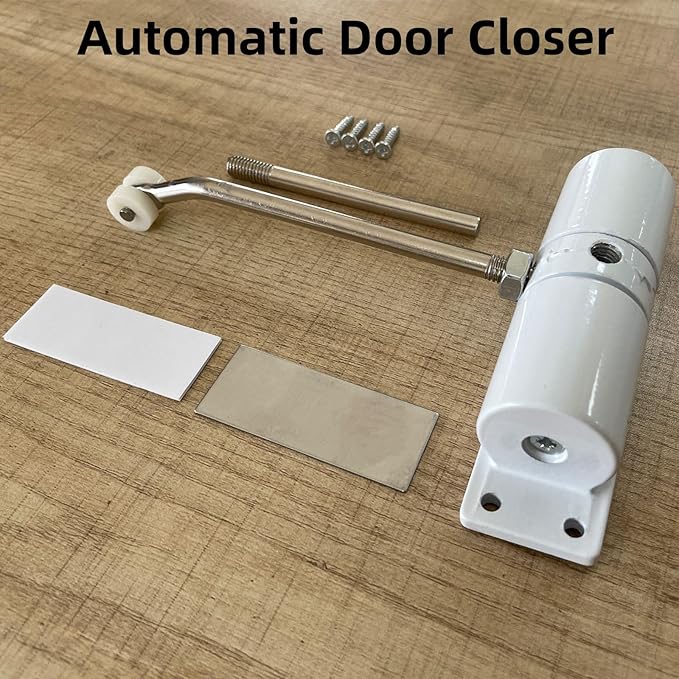 2 Pack Automatic Door Closer,Adjustable Safety Spring Self-Closing Mechanism for Interior,Bedroom Doors (White)