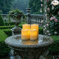5plots 3"X 4"4" 5" 5" Outdoor Waterproof Candles, Battery Operated Led Ivory White Flameless Candles with 10-Key Remote & Timer for Indoor Home Lantern Holiday Decor, Set of 4
