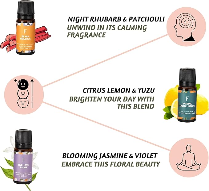 Folkulture Floral Essential Oils Set | 6 Fragrance Oils Set for Diffusers | Rose, Jasmine & Patchouli | You’re So Loved Aromatherapy Gift Set for Her | Relaxing Home Scents