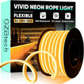 GZBtech Flexible LED Neon Rope Lights 50FT,AC 110-120V Waterproof Strip Light, 120 LEDs/M Cuttable Connectable Neon Lighting for Indoor Outdoor Home Decor/Commercial Building Use-Amber 15M, ETL Listed