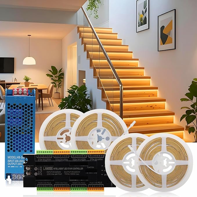 Intelligent 22-Step Motion Sensor Stair Light for Indoor, 40 inches Long Cuttable Motion Lights for Stairs (22 Stairs,3000K)
