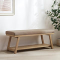45" Entryway Bench Upholstered Storage Bench for Bedroom Shoe Rack Bench for Living Room, Hallway, Mudroom, Balcony, Sturdy Indoor Bench Seat Holds Up to 300 lbs (Brown)
