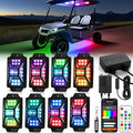 8PCS 12V-72V Golf Cart Lights, RGB Led Underglow Light Kit with 2 Remotes and App Control, Voltage Converter, Waterproof, Sound Active, Battery Drain Protect Kill Switch Golf Cart Underglow Lights