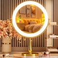 Professional 8" Large Lighted Makeup Mirror with Brighter Lights, 1X/10X True HD Magnifying Mirror with 3 Color Dimmable Lights, 92 Shadowless LEDs, 360°Swivel Seamless Vanity Mirror, Gold