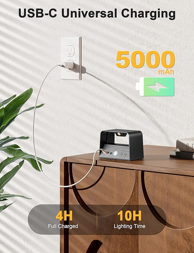 NIORSUN Motion Sensor Wall Light, 5000mAh Battery Operated Wall Sconce with Remote, 3CCT Dimmable Rechargeable Wall Lights,Wireless Sconces for Living Room Bedroom Hallway