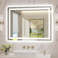 LED Mirror for Bathroom 40x30 Lighted Bathroom Vanity Mirrors with Lights, Brighter Frontlit and Backlit Anti-Fog Mirror, Tempered Glass, Dimmable 3 Colors Light Modes, Memory Function