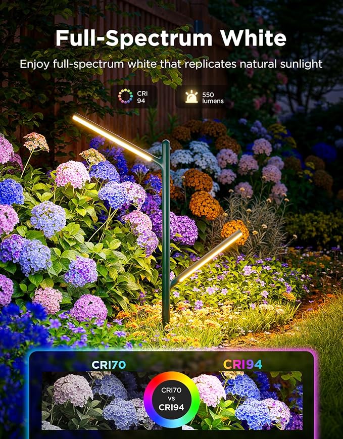 Govee Outdoor Garden Lights 2 Pack, RGBWWIC IP66 Waterproof Pathway Lights, 16 Million Colors, 64 Scenes for Outdoor Decor, Patio, Landscape Lighting, Compatible with Alexa, Google Assistant, Matter