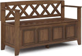 SIMPLIHOME Amherst Entryway Storage Bench - 48 inch Wide Solid Wood Hallway Seat in Rustic Natural Aged Brown, Transitional Bench for Entryway or Living Room with Lift-Up Lid and Spacious Storage
