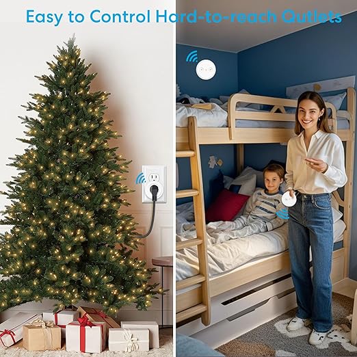 LoraTap Mini Remote Control Outlet Plug Adapter with 2 Remotes, 656ft Range Wireless Light Switch for Household Appliances, No Hub Required, 10A/1100W, White, 2 Years Warranty (2 Remotes + 1 Outlet)
