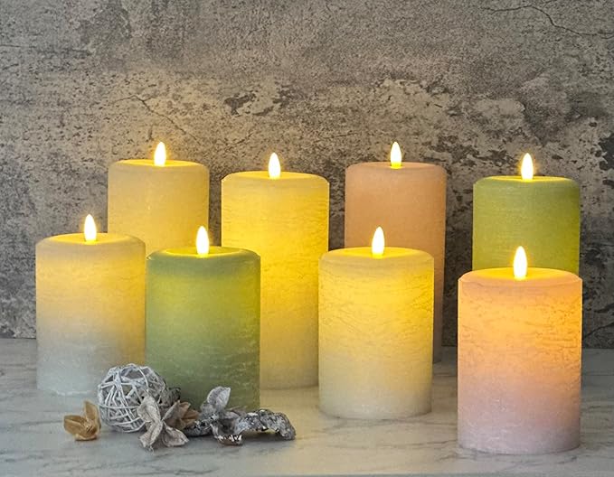 LumiPur Signature Natural Glow Flickering Flameless LED Wax Pillar Candle (3.5" x 5", Linen White)