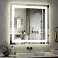 36"x 36"LED Bathroom Mirror, Backlit + Front Lit, LED Bathroom Mirror with Lights for Wall, 3 Colors, Anti-Fog, Dimmable Brightness, Tempered Glass