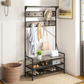 Giantex 4-in-1 Hall Tree with Bench and Shoe Storage, 72.5" Freestanding Coat Rack with Shoe Bench, 11 Hanging Hooks, Anti-Tipping Kits, Metal Mudroom Storage Organizer for Entryway, Hallway, Grey
