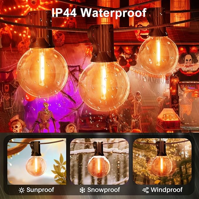 LAMPHOME LED Outdoor String Light, 26Feet Patio Lights with 12+1 Edison Shatterproof Bulbs(1Spare), UL Waterproof Outside Lights connectable Dimmable for Backyard Porch Decor,Orange